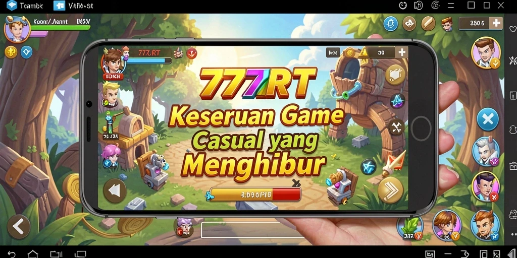 Tampilan gameplay seru di 777RT dengan level yang berwarna-warni.