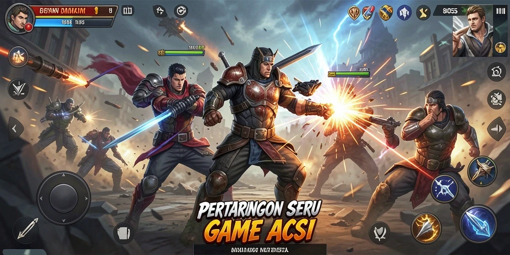 Tampilan menarik dari gameplay 8055 saat pertarungan berlangsung.