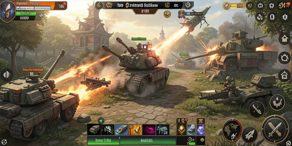 Tampilan menarik dari gameplay strategi pertempuran SLG.