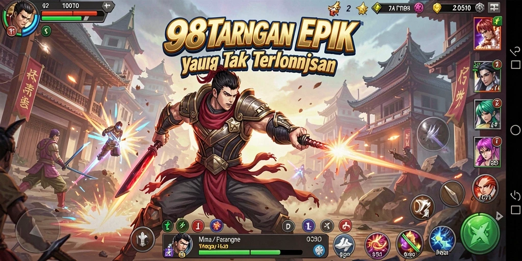 Tampilan gameplay seru dengan pertarungan karakter di 98TOTO.