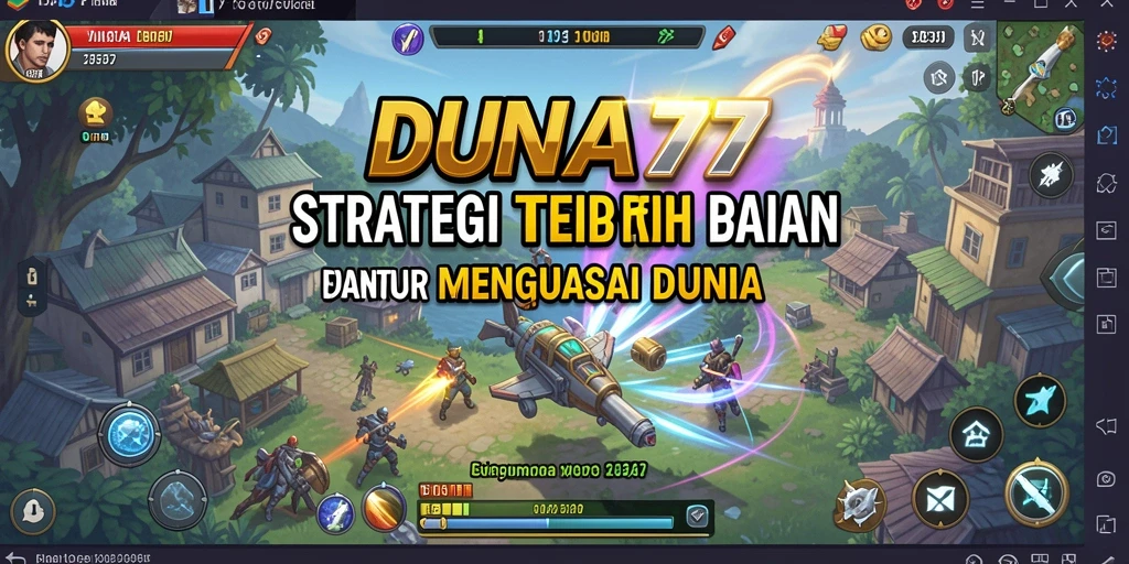 Screenshot gameplay DUNIA77 dengan tampilan strategi pertarungan.