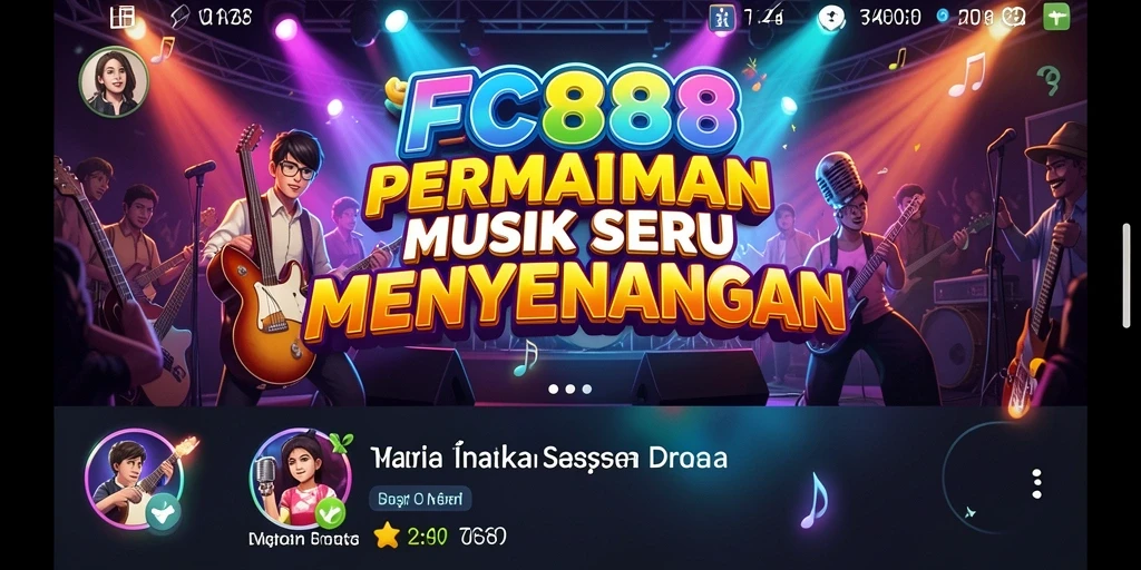 Screenshot utama FC888 menunjukkan gameplay musik yang interaktif dan seru.