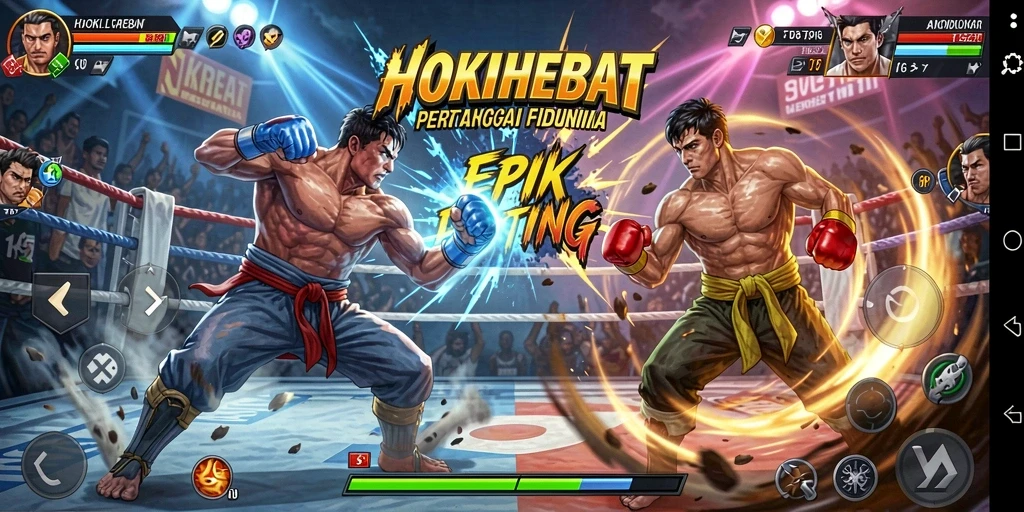 Screenshot <strong>HOKIHEBAT</strong> menampilkan aksi pertarungan yang intens.