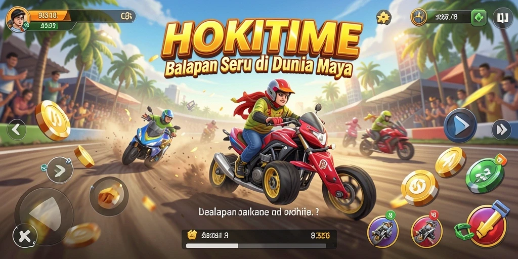 Gameplay balapan seru dalam HOKITIME dengan grafis menakjubkan.