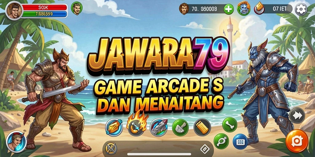 Screenshot utama JAWARA79 menunjukkan gameplay yang intens dan menarik di level arcade.