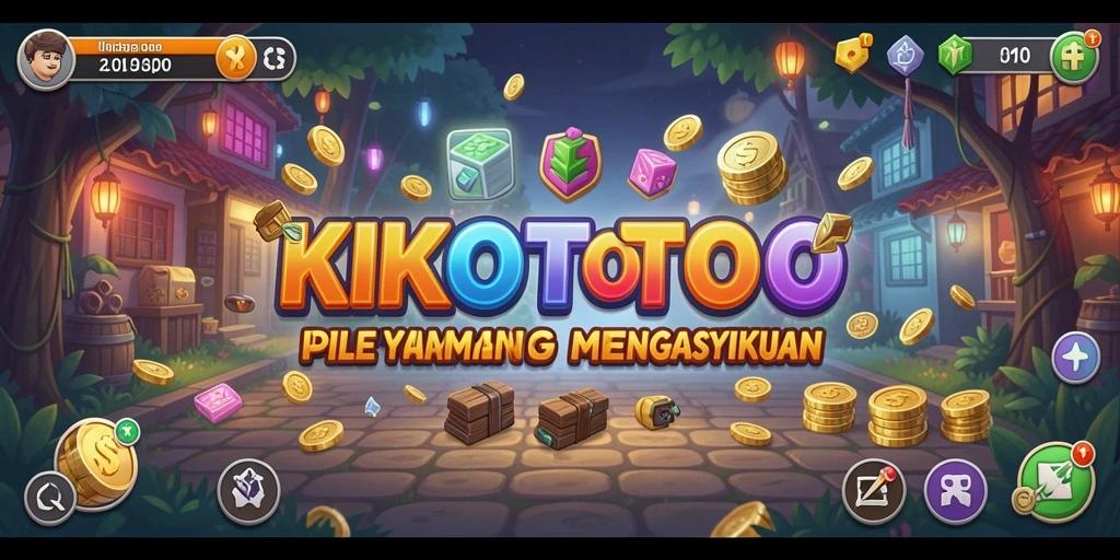 Tangkapan layar KIKOTOTO menampilkan karakter yang sedang bekerja dan meraih kemajuan.