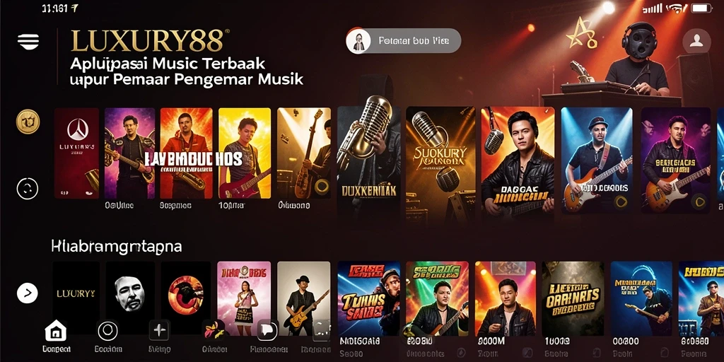 Tampilan utama aplikasi LUXURY88 dengan beragam pilihan musik.