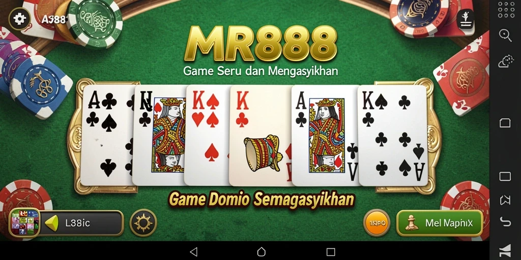 Screenshot MR888 menampilkan aksi seru permainan domino.