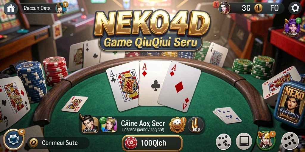 Screenshot utama NEKO4D menampilkan aksi seru permainan QiuQiu.
