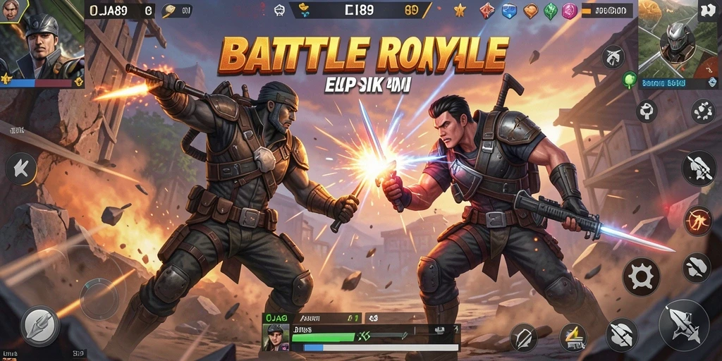 Tangkapan layar menampilkan aksi seru dalam permainan Battle Royale OJA89.