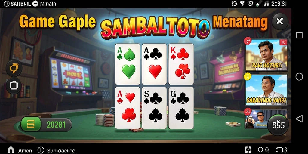 Screenshot gameplay Gaple di SAMBALTOTO dengan tampilan kartu yang menarik.
